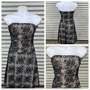 Styles dress black lace vintage strapless size Small